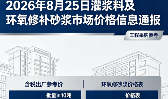 千家镇2026年8月25日灌浆料及环氧修补砂浆市场价格信息通报